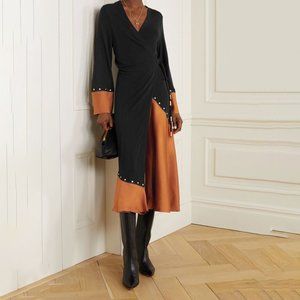 Tory Burch MIXED-MATERIAL WRAP DRESS